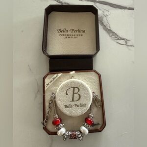 Bella Perlina Red and Silver Beaded Bracelet